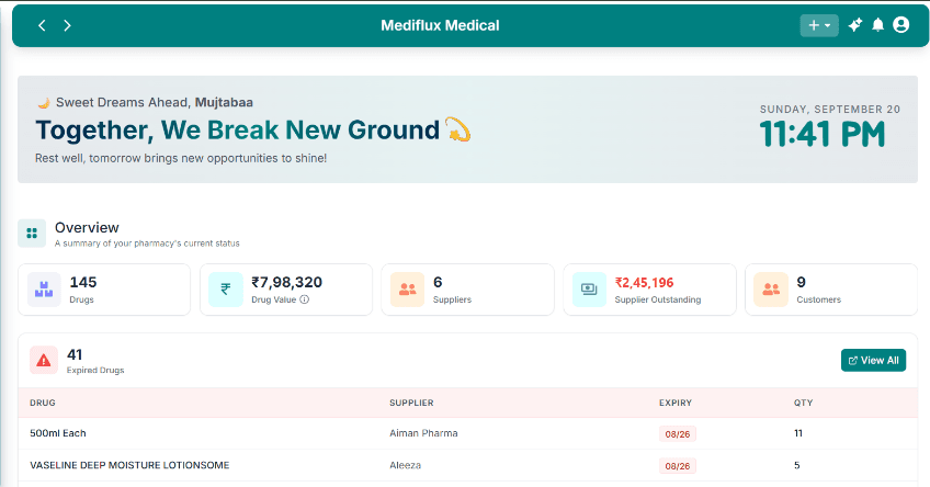 MediFlux Total Control Dashboard
