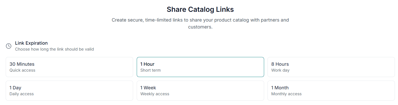 MediFlux catalogue link expiration settings