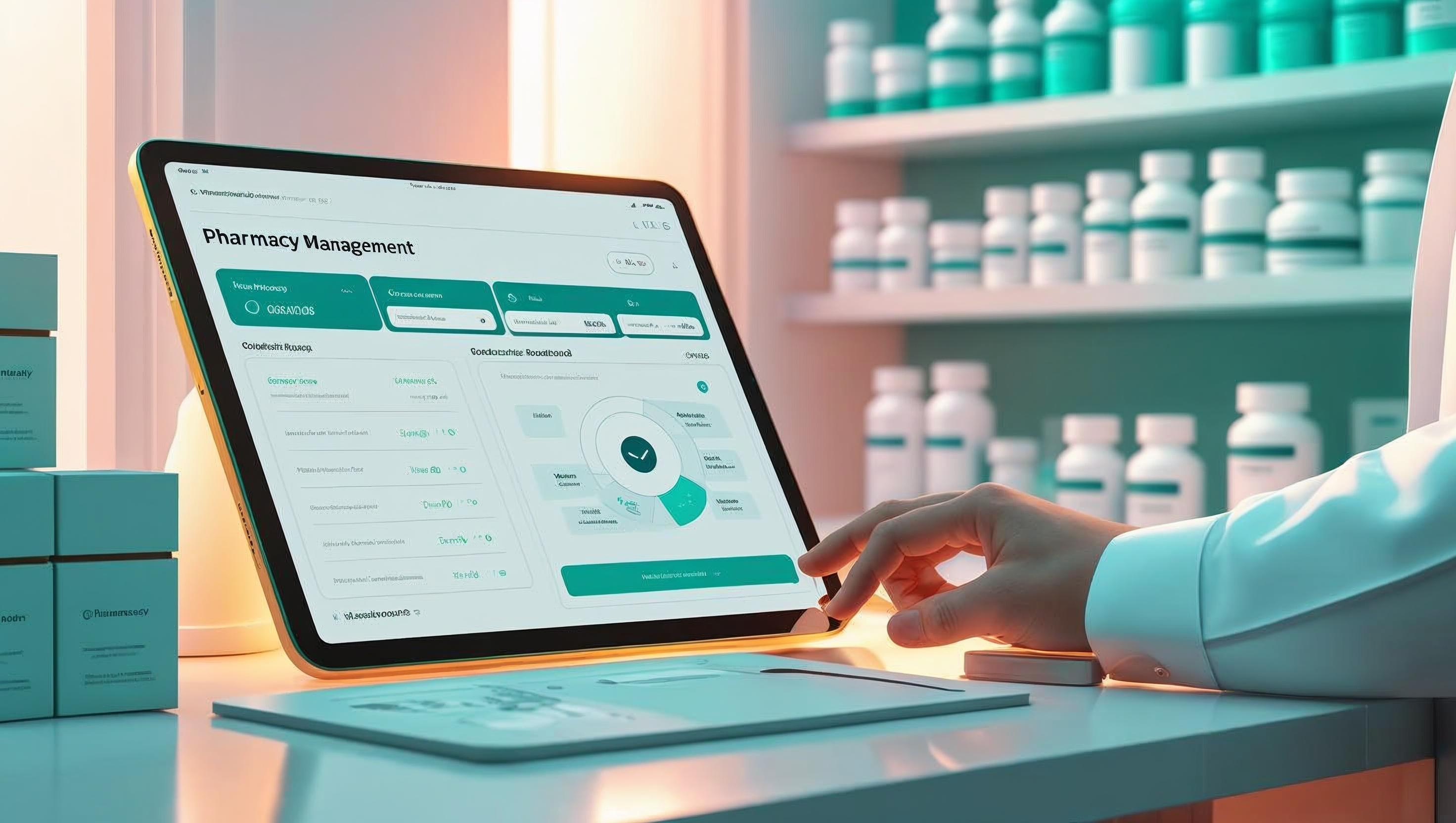 Modern Indian chemist using pharmacy management software