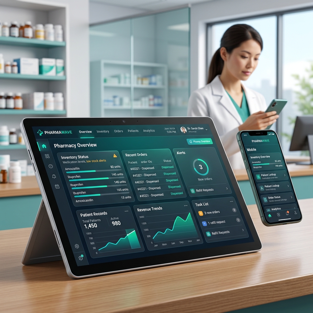 Cloud-based pharmacy software with mobile and remote access